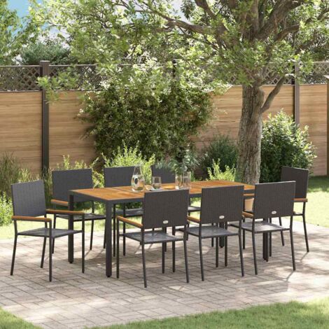 Garten Essgruppe 9 pcs Schwarz und Braun Poly-Rattan vidaXL