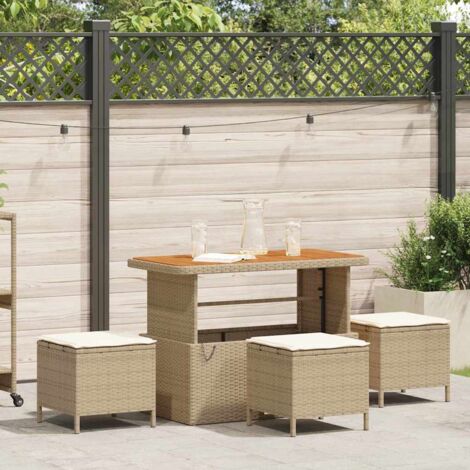 Garten Essgruppe Beige Poly Rattan vidaXL