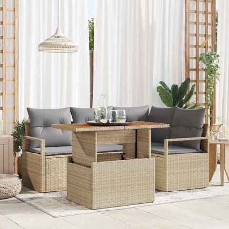 Garten Essgruppe mit Kissen mit Speicher 5 pcs Beige und Grau vidaXL