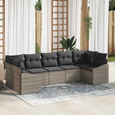 Garten Essgruppe mit Kissen mit Speicher 7 pcs Grau vidaXL