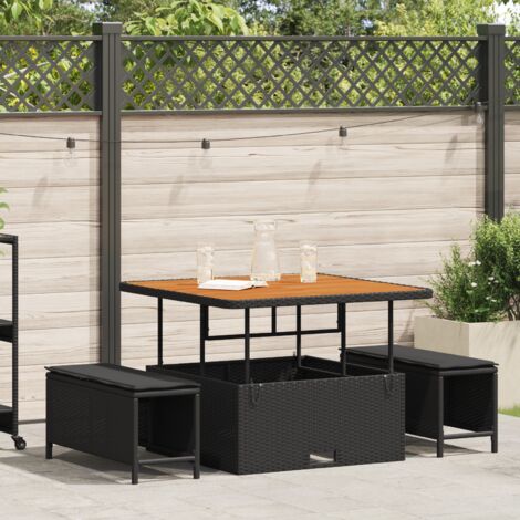 Garten Essgruppe Schwarz Poly Rattan vidaXL
