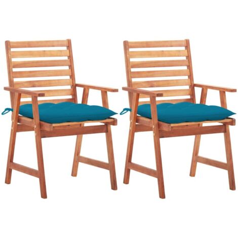 Garten-Essstühle 2 Stk. mit Kissen Massivholz Akazie