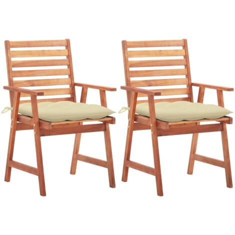 Garten-Essstühle 2 Stk. mit Kissen Massivholz Akazie