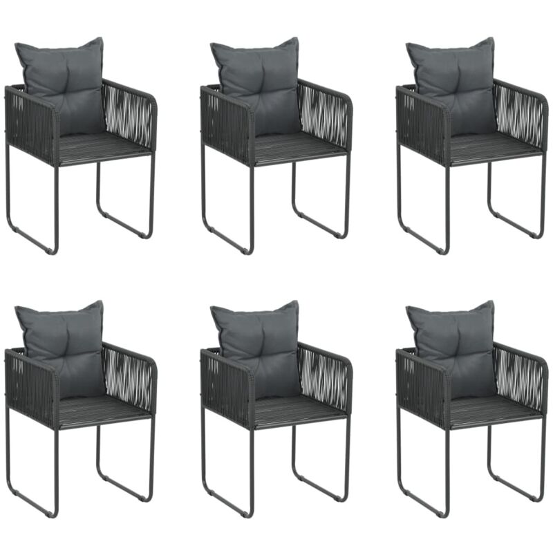Gartenstühle 6 Stk. Mit Kissen Poly Rattan Schwarz Vidaxl