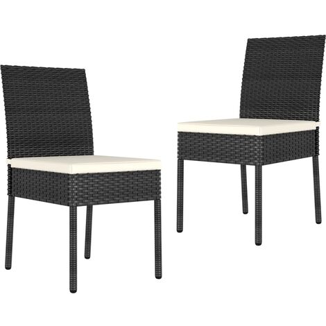 Garten-Essstühle 2 Stk. Poly Rattan Schwarz vidaXL