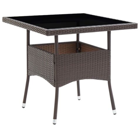 Garten-Esstisch Braun Poly Rattan