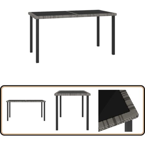 Garten-Esstisch Grau 140x70x73 cm Poly Rattan - Gartenstuhl - Esstisch - Outdoor Möbel - Terrassenmöbeln - Rattan Tisch