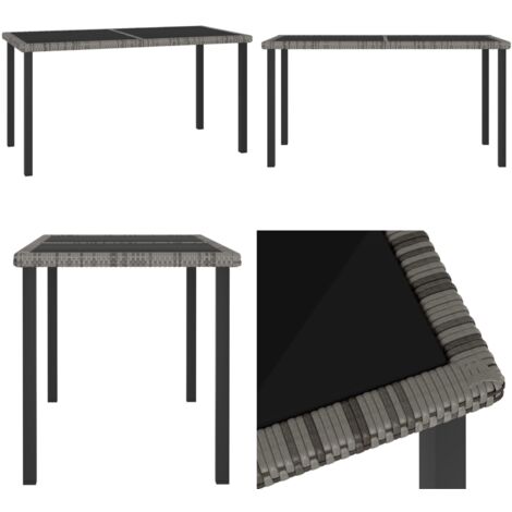 Garten-Esstisch Grau 140x70x73 cm Poly Rattan - Gartenstuhl - Esstisch - Outdoor Möbel - Terrassenmöbeln - Rattan Tisch - Home & Living
