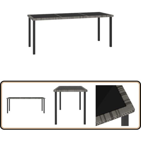 Garten-Esstisch Grau 180x70x73 cm Poly Rattan - Gartenstuhl - Esstisch - Outdoor Möbel - Terrassenmöbeln - Balkonmöbel