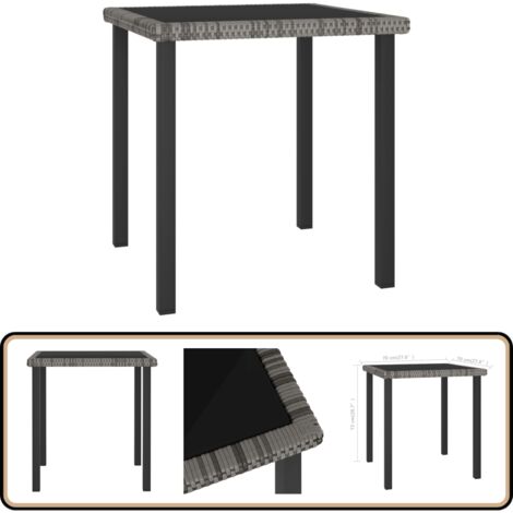 Garten-Esstisch Grau 70x70x73 cm Poly Rattan - Gartenstuhl - Esstisch - Outdoor Möbel - Terrassenmöbel - Rattan Tisch