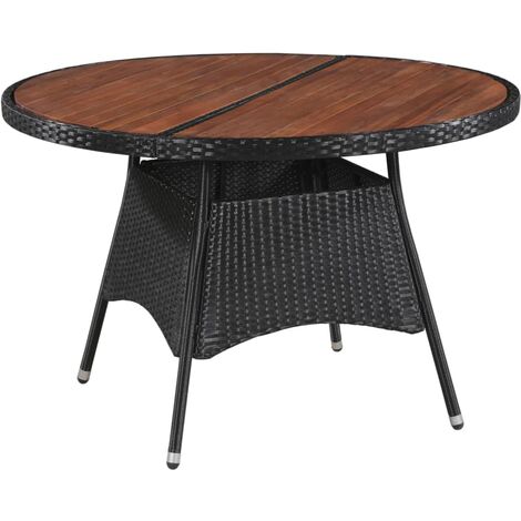 Garten Esstisch Poly Rattan Akazienholz Massiv 115x74cm vidaXL Akazienholz Massiv Gartentisch Esstisch