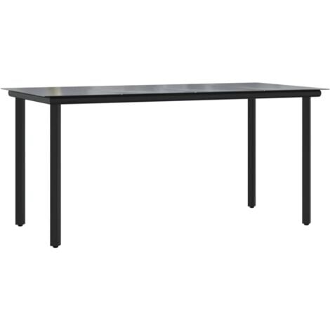Garten-Esstisch Schwarz 160x80x74 cm Stahl und Hartglas vidaXL