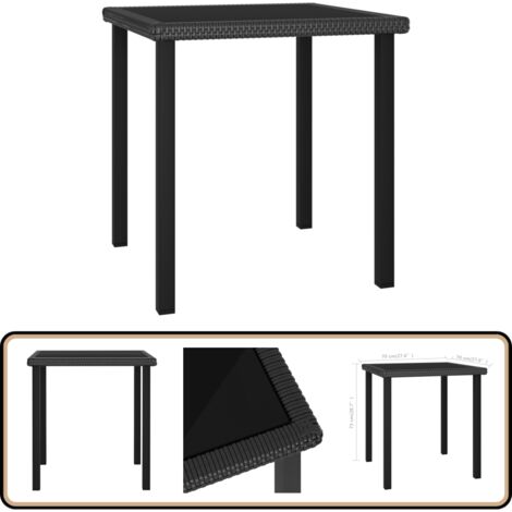 Garten-Esstisch Schwarz 70x70x73 cm Poly Rattan - Gartenstuhl - Esstisch - Outdoor Möbel - Balkonmöbel - Terrassenmöbel