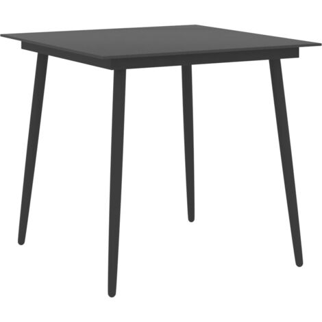 Garten-Esstisch Schwarz 80x80x74 cm Stahl und Glas vidaXL