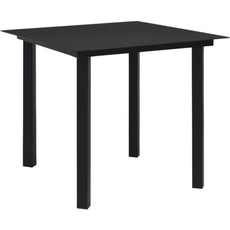 Garten-Esstisch，Gartentisch，Outdoor-Esstisch Schwarz 80x80x74 cm Stahl und Glas AGHDE577439