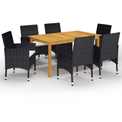 Garten-Esszimmer-Set 7 teilig Schwarz