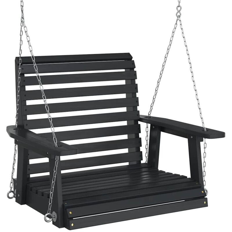 Garten-hängestuhl Mit Metallketten Schwarz Massivholz Tanne Vidaxl