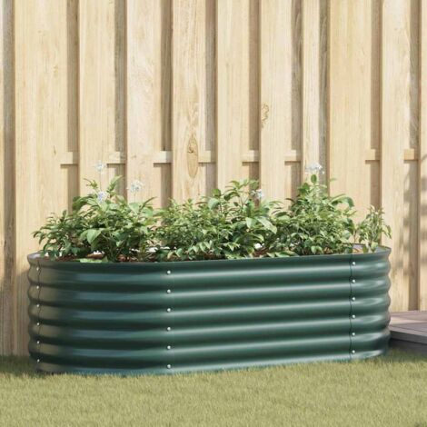 Garten-Hochbeet Grün 160 x 80 x 44 cm Stahl vidaXL