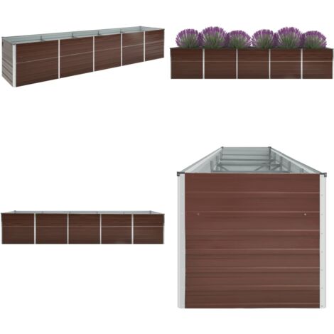 Garten-Hochbeet Verzinkter Stahl 400×80×77 cm Braun - Hochbeet - Gartenhochbeet - Stahlteich - Pflanzenbehälter - Balkonbepflanzung - Home & Living