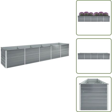 Garten-Hochbeet Verzinkter Stahl 400×80×77 cm Grau - Hochbeet - Stahlteil - Gartengeräte - Balkonbepflanzung - Gemüsegarten