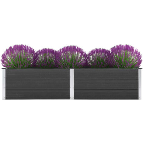 Garten-Hochbeet，Blumenkasten，Pflanzkasten Balkon, Terrasse, Garten 250 x 50 x 54 cm WPC Grau VMEC905002