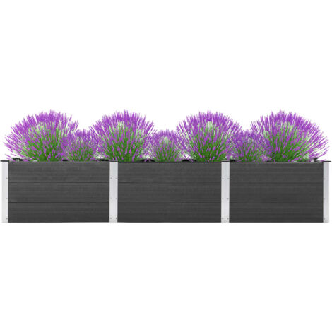 Garten-Hochbeet,Blumenkasten,Pflanzkasten Balkon, Terrasse, Garten 300x50x54 cm WPC Grau VMEC408873