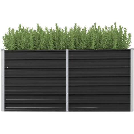 Garten-Hochbeet，Blumenkasten，Pflanzkasten Balkon, Terrasse, Garten Anthrazit 160 x 40 x 77 cm Verzinkter Stahl VMEC747327