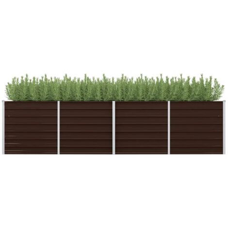 Garten-Hochbeet，Blumenkasten，Pflanzkasten Balkon, Terrasse, Garten Braun 320 x 80 x 77 cm Verzinkter Stahl VMEC353878
