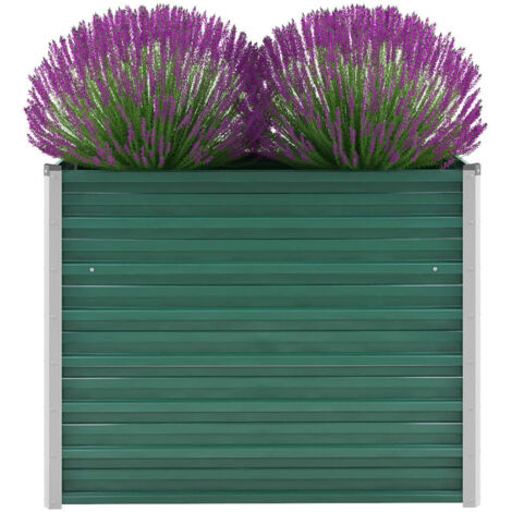 Garten-Hochbeet，Blumenkasten，Pflanzkasten Balkon, Terrasse, Garten Verzinkter Stahl 100x40x77 cm Grün VMEC759377