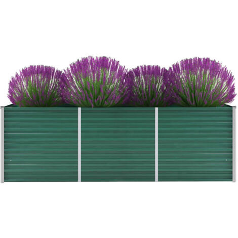 Garten-Hochbeet，Blumenkasten，Pflanzkasten Balkon, Terrasse, Garten Verzinkter Stahl 240x80x77 cm Grün VMEC862015