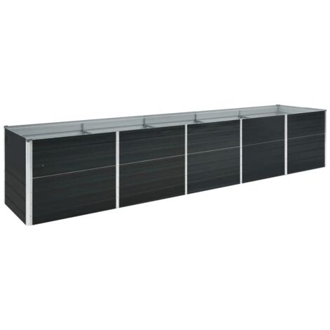 Garten-Hochbeet，Blumenkasten，Pflanzkasten Balkon, Terrasse, Garten Verzinkter Stahl 400x80x45 cm Anthrazit VMEC927016