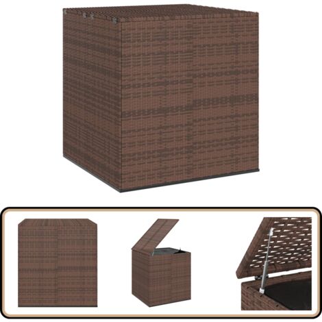 Garten-Kissenbox PE Rattan 100x97,5x104 cm Braun - Gartenmöbel - Außenmöbel - Sitzgelegenheit - Kissenbox - Stauraum