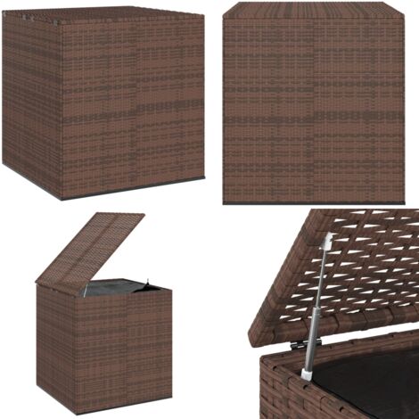 Garten-Kissenbox PE Rattan 100x97,5x104 cm Braun - Gartenmöbel - Außenmöbel - Sitzgelegenheit - Kissenbox - Stauraum - Home & Living