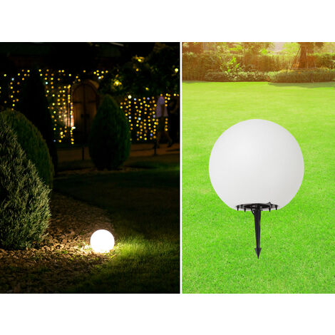 Garten Kugelleuchte mit Erdspieß, 3m Kabel IP65 & smarter LED, Ø38cm