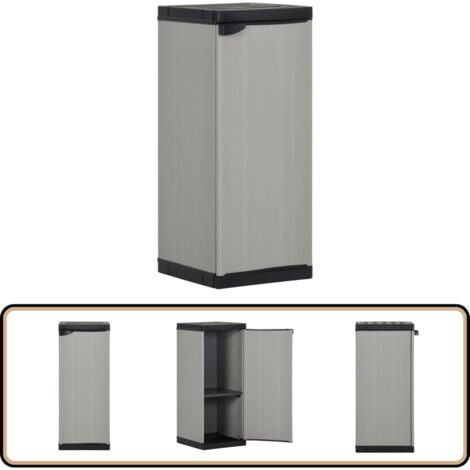 Garten-Lagerschrank mit 1 Boden Grau und Schwarz 35x40x85 cm - Gartenschrank - Lagerschrank - Außenmöbel - Aufbewahrungsbox - Werkzeugschrank