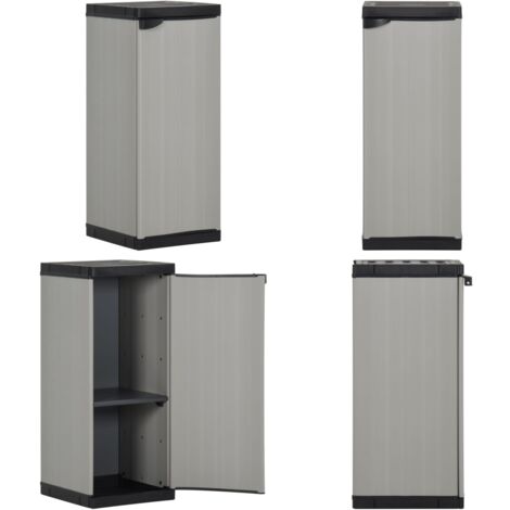 Garten-Lagerschrank mit 1 Boden Grau und Schwarz 35x40x85 cm - Gartenschrank - Lagerschrank - Außenmöbel - Aufbewahrungsbox - Werkzeugschrank - Home & Living