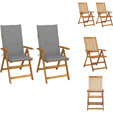 Garten-Liegestühle 2 Stk. mit Kissen Akazie Massivholz - Gartensessel - Holzsessel - Gartenliege - Akaziengartenmöbel - Outdoor Möbel
