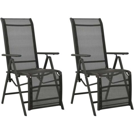Garten-Liegestühle 2 Stk. Textilene und Aluminium Schwarz vidaXL