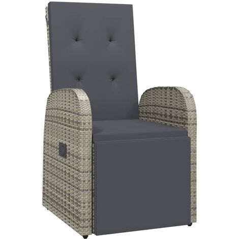 Garten-Liegestuhl mit Auflage Poly Rattan Grau vidaXL