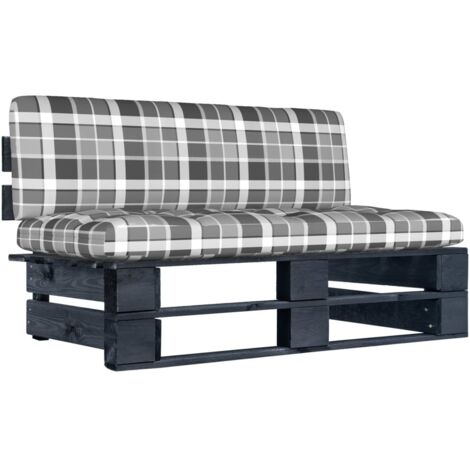 Garten-Mittelsofa aus Paletten Schwarz Kiefernholz Imprägniert