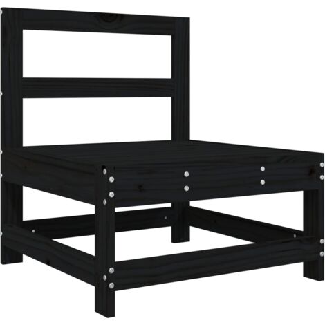Garten-Mittelsofa Schwarz Massivholz Kiefer vidaXL