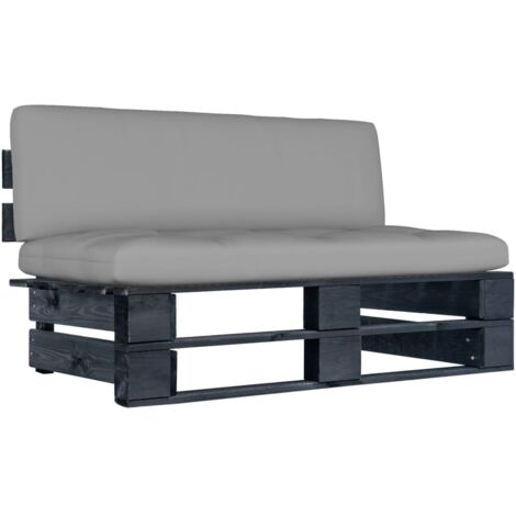 Garten-Paletten-Mittelsofa Schwarz Imprägniertes Kiefernholz
