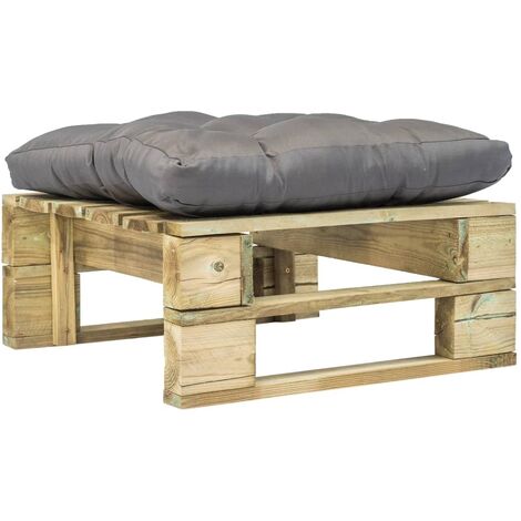 Garten-Palettenhocker mit Grauem Kissen Holz Grün