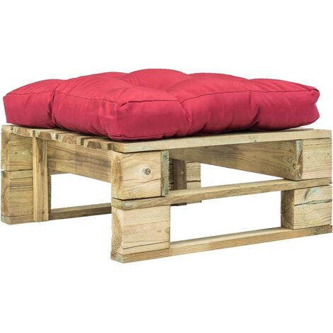 Garten-Palettenhocker mit Rotem Kissen Holz Grün