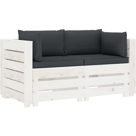 Garten Palettensofa 2 Sitzer Mit Anthrazit Kissen Holz