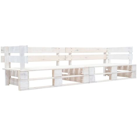 Garten-Palettensofa 2-Sitzer Weiß Holz vidaXL678331