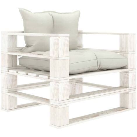 Garten-Palettensofa mit Kissen in Beige Holz vidaXL