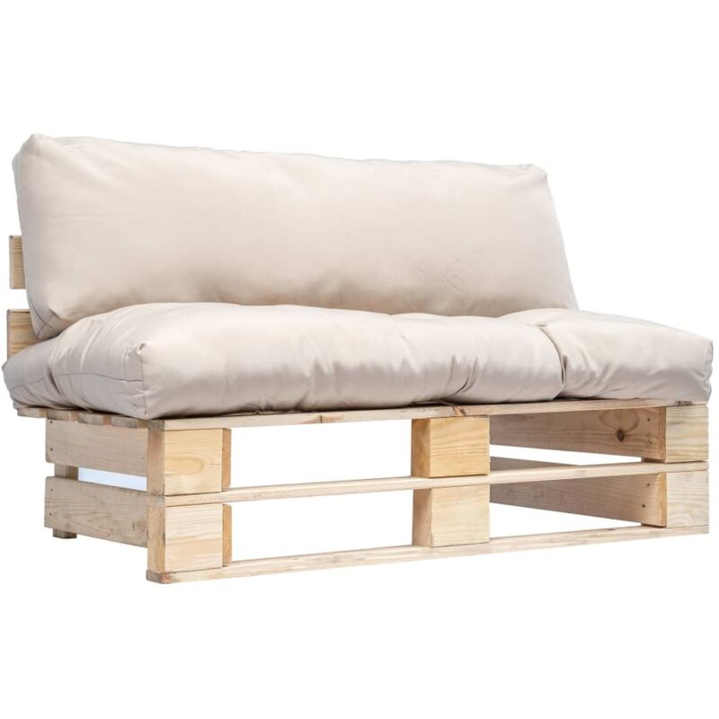 Outdoor-sofa Paletten Mit Kissen In Sandfarben Kiefernholz Vidaxl