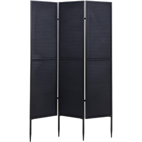 Garten-Paravent HHG-223, Raumteiler Trennwand Sichtschutz, Metall 200x121cm schwarz