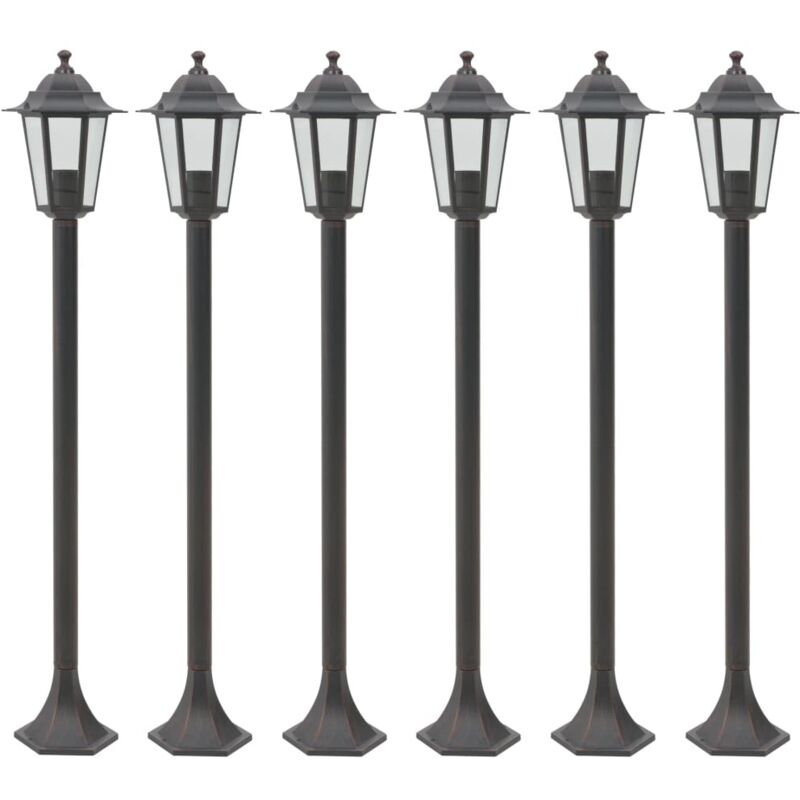 Garten-pollerleuchte 6 Stk. E27 110 Cm Aluminium Bronzefarben - Vidaxl